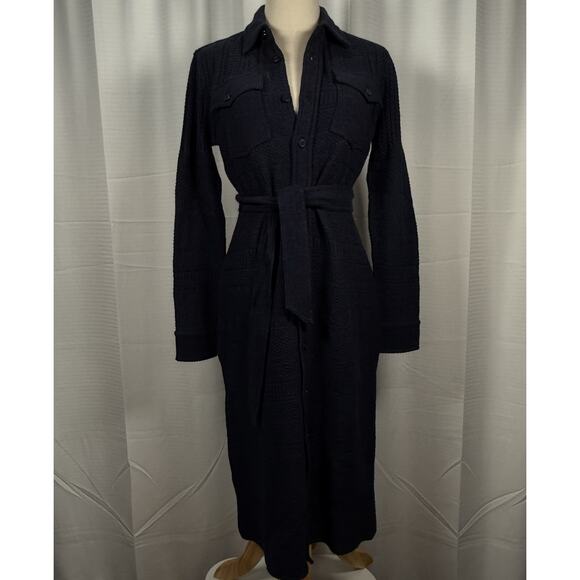 RRL Ralph Lauren Double RL Wool Cotton Belted Sweater Dress Size 2 S Blue $895 - Picture 2 of 12